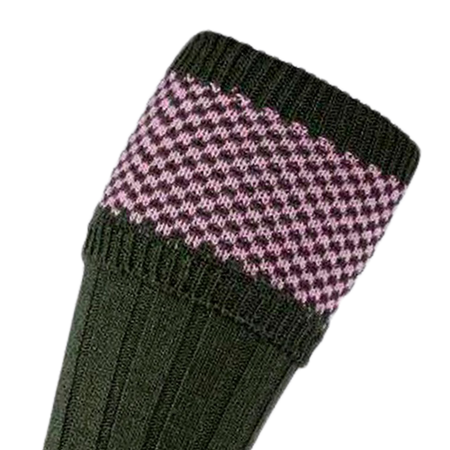 Pennine Penrith Socks Olive & Pink M 2